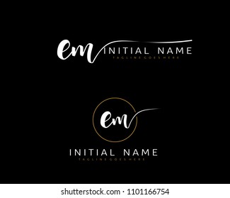 E M Initial handwriting logo vector. Hand lettering for designs.