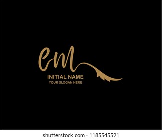 E M Initial Handwriting Logo Template