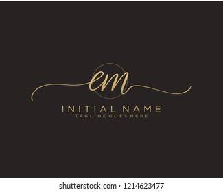 E M Initial handwriting logo vector