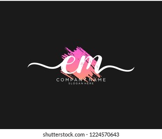 E M Initial handwriting logo vector