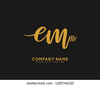 E M Initial Handwriting Logo Template Vector