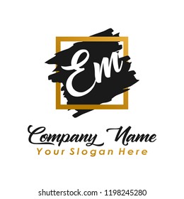 E M initial square logo template vector