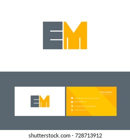 E M joint logo bold letter design with business card template