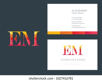 E & M joint logo multi color letters with business card template