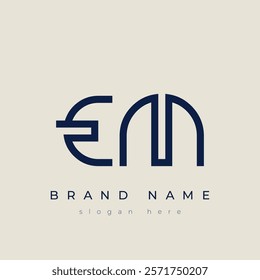 E and M logo design. EM abstract Letters Logo Monogram. This logo design is the process of creating a visual symbol that represents a brand, company, or individual.