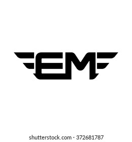 e and m logo vector.
