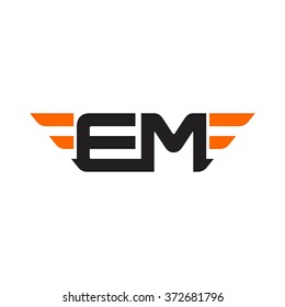 e and m logo vector.