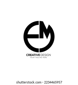 E M modern letter circle shape creative logo