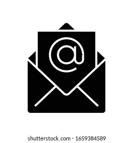 E mail black icon, concept illustration, vector flat symbol, glyph sign.
