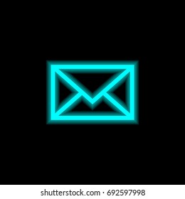 E mail envelope blue glowing neon ui ux icon. Glowing sign logo vector