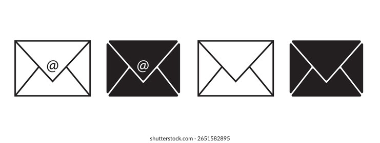 Ícone De Email. Abrir Símbolo de Vetor de Email para Site ou Aplicativo móvel. Design de e-mail variado. Ilustração de vetor.