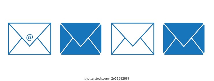 Ícone De Email. Abrir Símbolo de Vetor de Email para Site ou Aplicativo móvel. Design de e-mail variado. Ilustração de vetor.