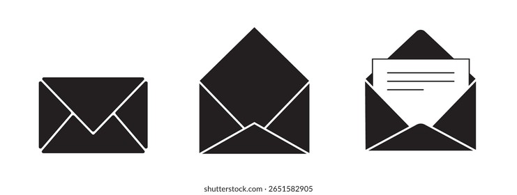 Ícone De Email. Abrir Símbolo de Vetor de Email para Site ou Aplicativo móvel. Design de e-mail variado. Ilustração de vetor.