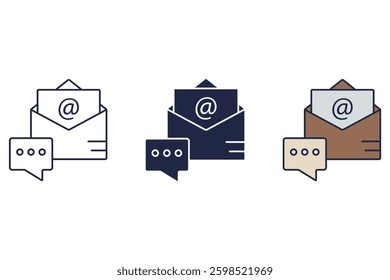 e mail icons isolated on White Background. Flat style design