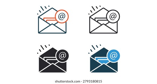 e mail icons outline and Flat Style,transparent background
