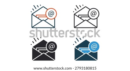 e mail icons outline and Flat Style,transparent background