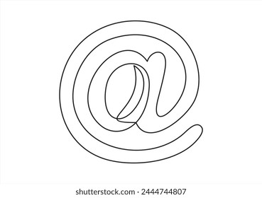 e mail sign.one continuous line drawing.