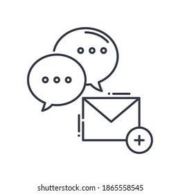 E mail support icon, linear isolated illustration, thin line vector, web design sign, outline concept symbol with editable stroke on white background.