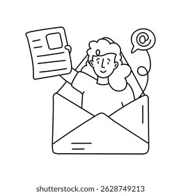 Ilustrações do outline do vetor de e-mail. Arquivo EPS 10