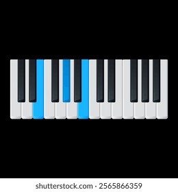 E major piano chord flat vector illustration