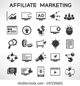 e marketing and affiliate marketing icons set