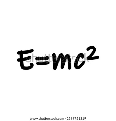 E = mc 2 formula icon. Equation symbolizing energy-mass equivalence. Physics and science vector illustration. Relativity and mathematical calculation pictogram. Academic and research concept.