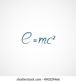 E = MC2 Blue Flat Icon On White Background