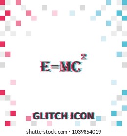 E = mc2  glitch effect vector icon.