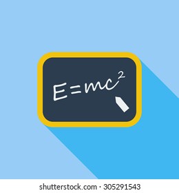 E = mc2 icon. Flat vector related icon with long shadow for web and mobile applications. It can be used as - logo, pictogram, icon, infographic element. Vector Illustration.