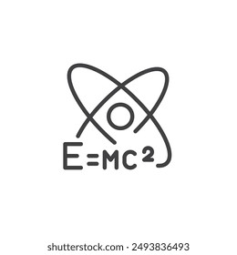 E = mc2 line icon. linear style sign for mobile concept and web design. Mass-energy equivalence outline vector icon. Physics symbol, logo illustration. Vector graphics