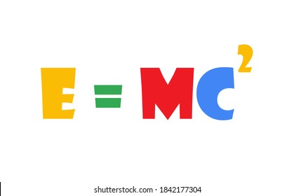 E = mc2 or Mass-energy equivalence equation is theory of special relativity. E = mc2 colorful vector illustration on white background