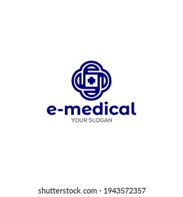 E Medical Logo Design Vector