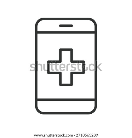 E medicine, icon in line design. e medicine, digital healthcare, mobile medicine on white background vector. E medicine editable stroke icon