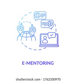E mentoring concept icon. Internet mentorship, communication technology idea thin line illustration. Educational training courses online. Vector isolated outline RGB color drawing