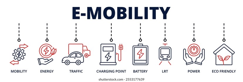 Icono de Web de Anuncio de movilidad para negocios con movilidad, energía, tráfico, punto de carga, batería, lrt, energía, ecológico