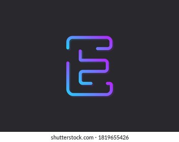 E, letra de gradiente moderna. Diseño moderno y dinámico de estilo creativo. Para logotipo, etiqueta de marca, elementos de diseño, aplicación y más. Ilustración vectorial aislada