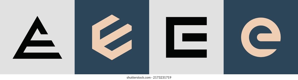 E modern initial letter logo design vector bundle. It will be suitable for which company or brand name start those initial.