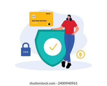 E money account protection guaranteed and reliable, safe payment vector illustration.