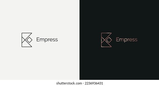 E monogram crown symbol logo design for empress business