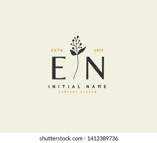 E N EN Beauty vector initial logo, handwriting logo of initial wedding, fashion, jewerly, heraldic, boutique, floral and botanical with creative template for any company or business.