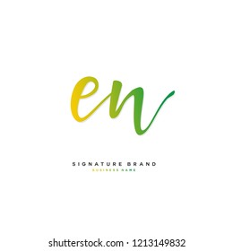 E N EN Initial letter handwriting and  signature logo concept design