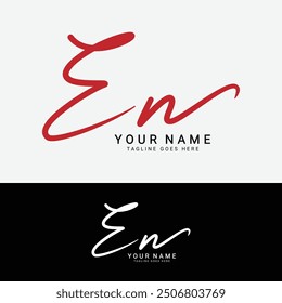 E, N, EN Initial letter logo. Alphabet EN Handwritten Signature logo