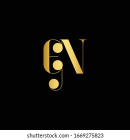 E & N / EN logo initial vector mark. Initial letter E & N EN luxury art vector mark logo, gold color on black background.
