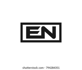E N initial box letter logo template vector