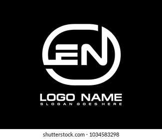 E N Initial circle logo template vector