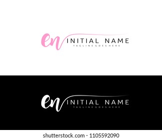 E N Initial handwriting logo vector. Hand lettering for designs.