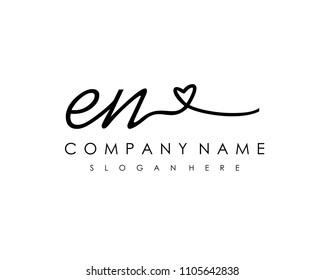 E N Initial handwriting logo vector