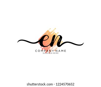 E N Initial handwriting logo vector