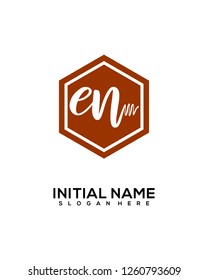 E N Initial Handwriting Logo Template Vector 