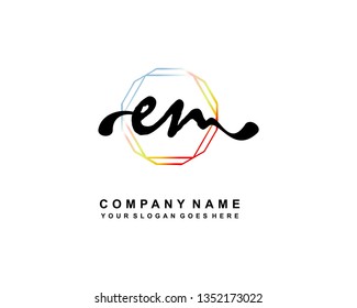 E N Initial Handwriting Logo Template